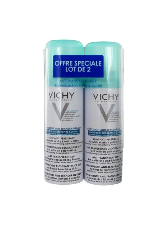 Déodorant anti-transpirant anti-trace aérosol 48h 2x125ml
