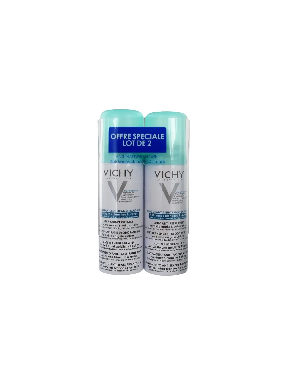 Déodorant anti-transpirant anti-trace aérosol 48h 2x125ml