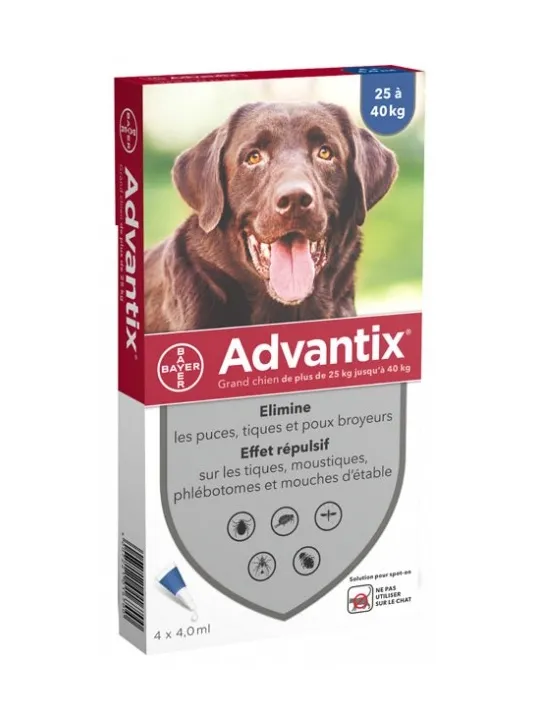ADVANTIX Grand Chien 25-40KG Pipettes boite de 4