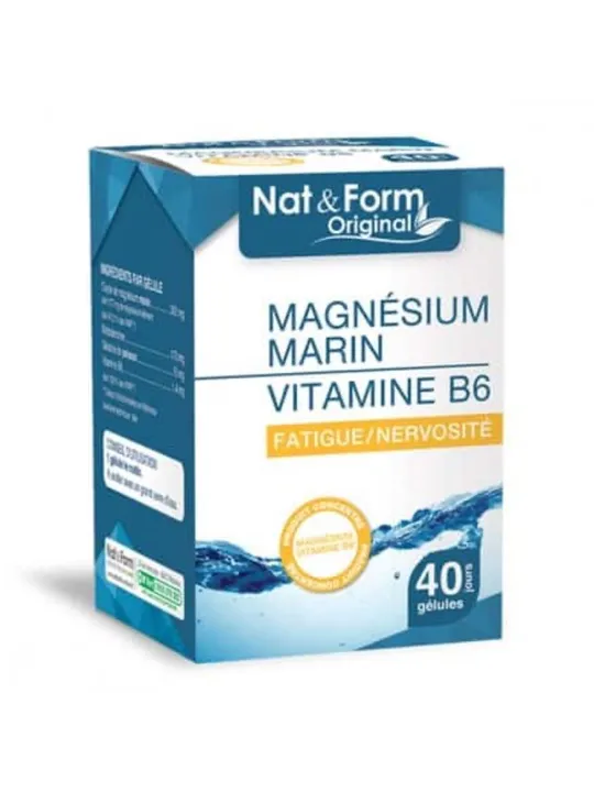 NAT&FORM Magnésium Marin + Vitamine B6 Gélules boite de 40
