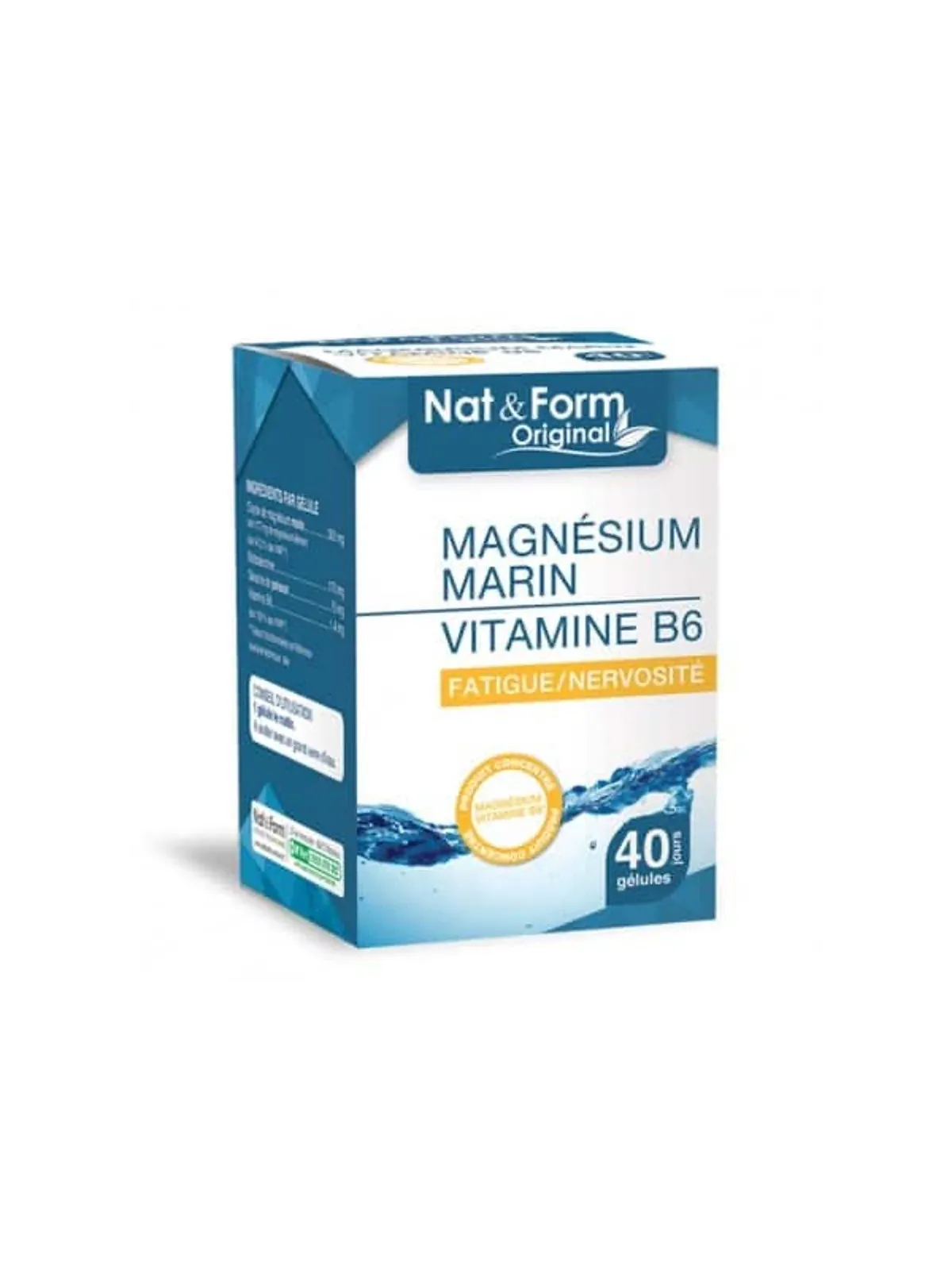 NAT&FORM Magnésium Marin + Vitamine B6 Gélules boite de 40