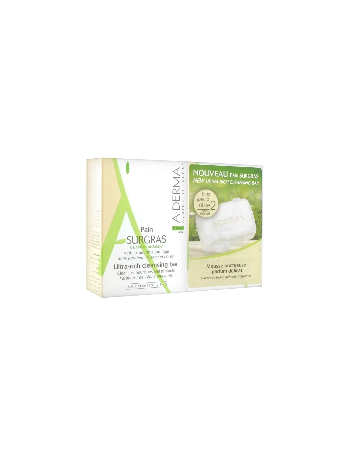 Aderma pain surgras lot de 2x100g