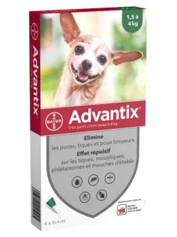 ADVANTIX Très Petit Chien Jusqu'à 4KG Pipettes boite de 4