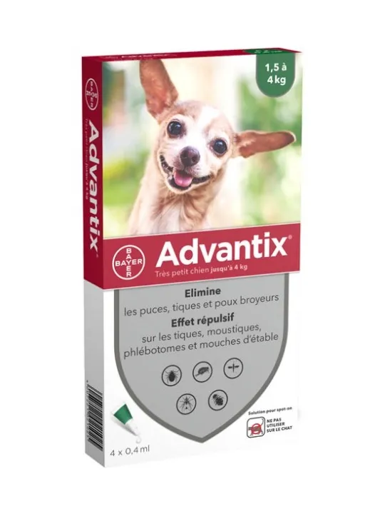 ADVANTIX Très Petit Chien Jusqu'à 4KG Pipettes boite de 4