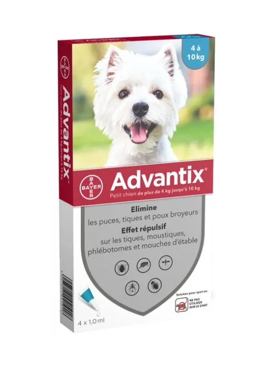 ADVANTIX Petit Chien 4-10KG Pipettes boite de 4