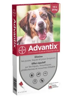 ADVANTIX Chien Moyen 10-25KG Pipettes boite de 4