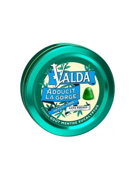 VALDA Gommes Sans Sucre Menthe Eucalyptus boite de 50