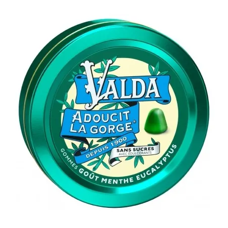 VALDA Gommes Sans Sucre Menthe Eucalyptus boite de 50