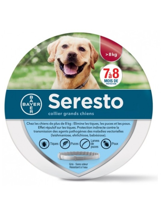 SERESTO Collier Anti-Parasitaire Grands Chiens +8KG
