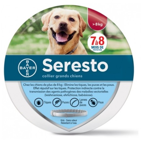 SERESTO Collier Anti-Parasitaire Grands Chiens +8KG