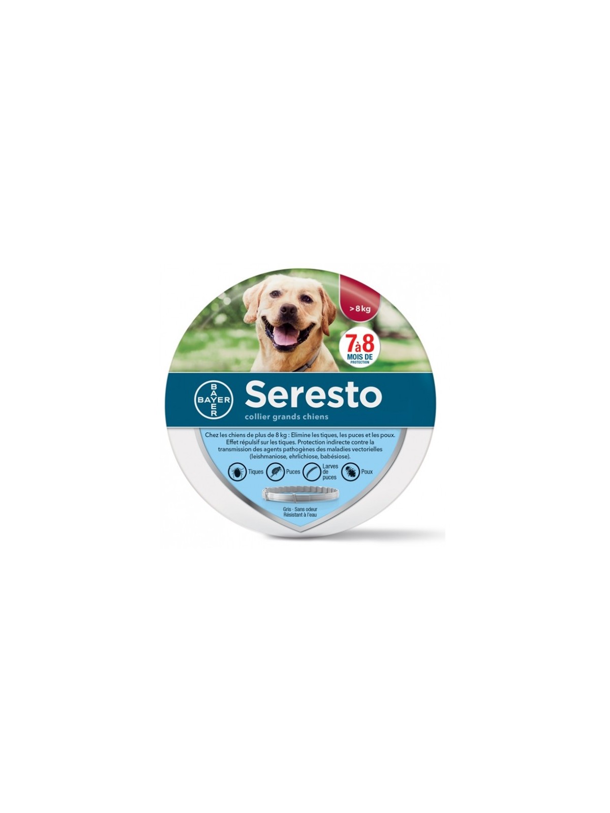 SERESTO Collier Anti-Parasitaire Grands Chiens +8KG