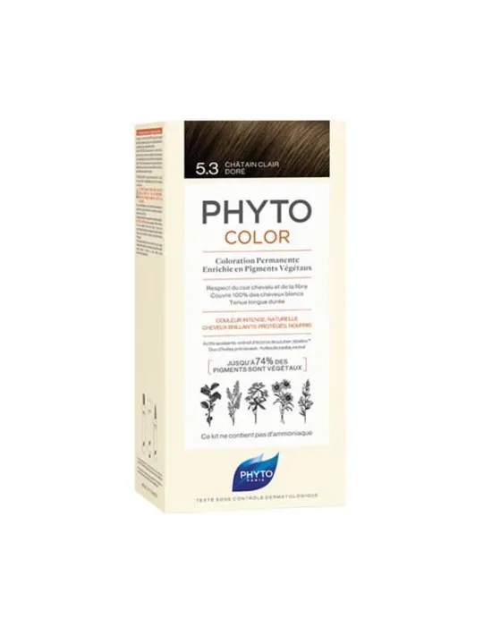 Phyto phytocolor coloration permanente 5.3 châtain clair doré 112ml