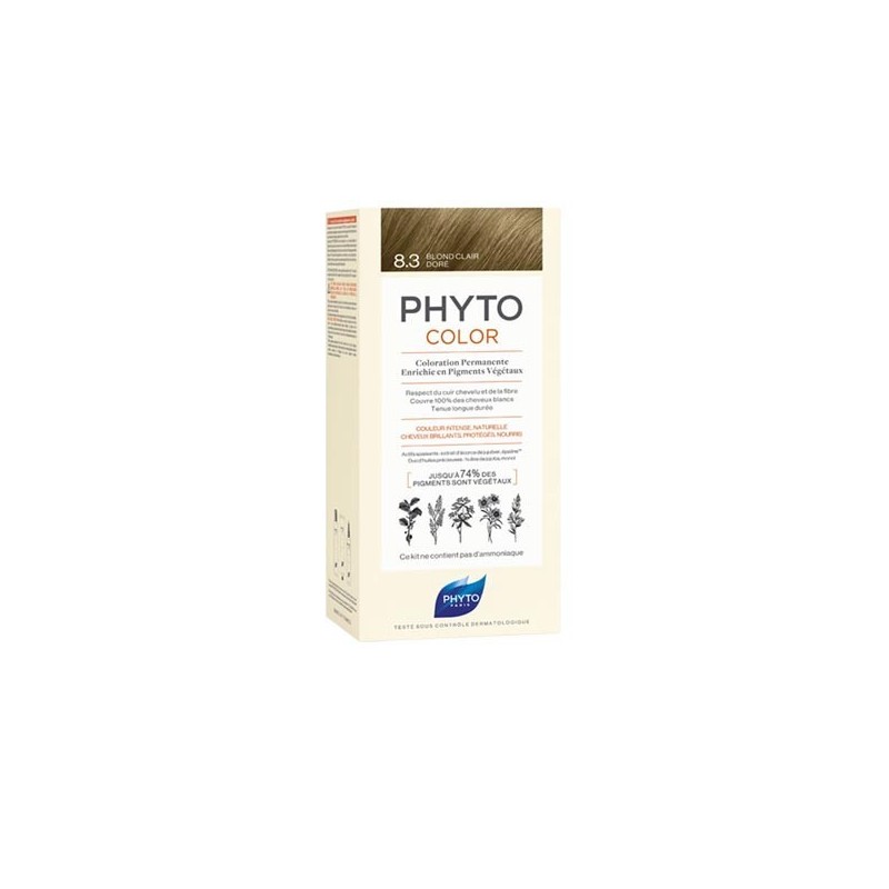 Phyto phytocolor coloration permanente 8.3 blond clair doré 112ml