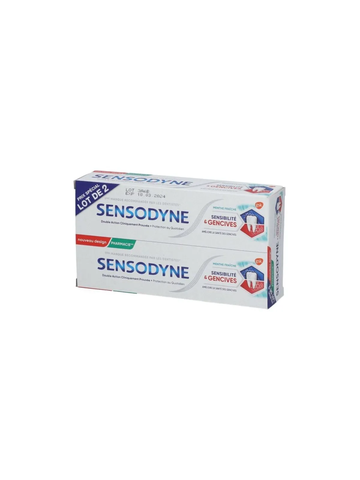 SENSODYNE Dentifrice Sensibilité & Gencives 2X75ML