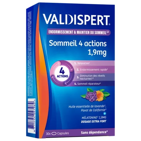 VALDISPERT Mélatonine 1,9 mg 4 Actions 30 Capsules
