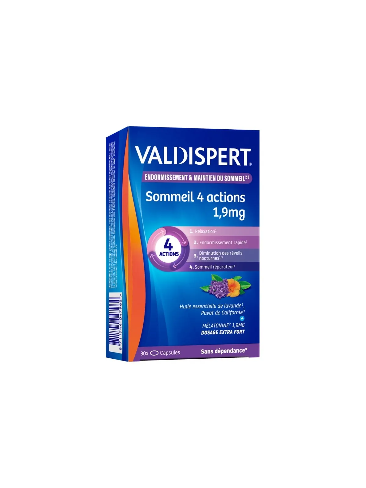 VALDISPERT Mélatonine 1,9 mg 4 Actions 30 Capsules