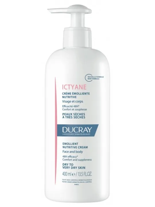 DUCRAY Ictyane Crème Émolliente Nutritive Visage et Corps 400 ml