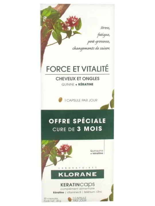 KLORANE Keratin Caps Cheveux et Ongles Capsules boite de 3x30