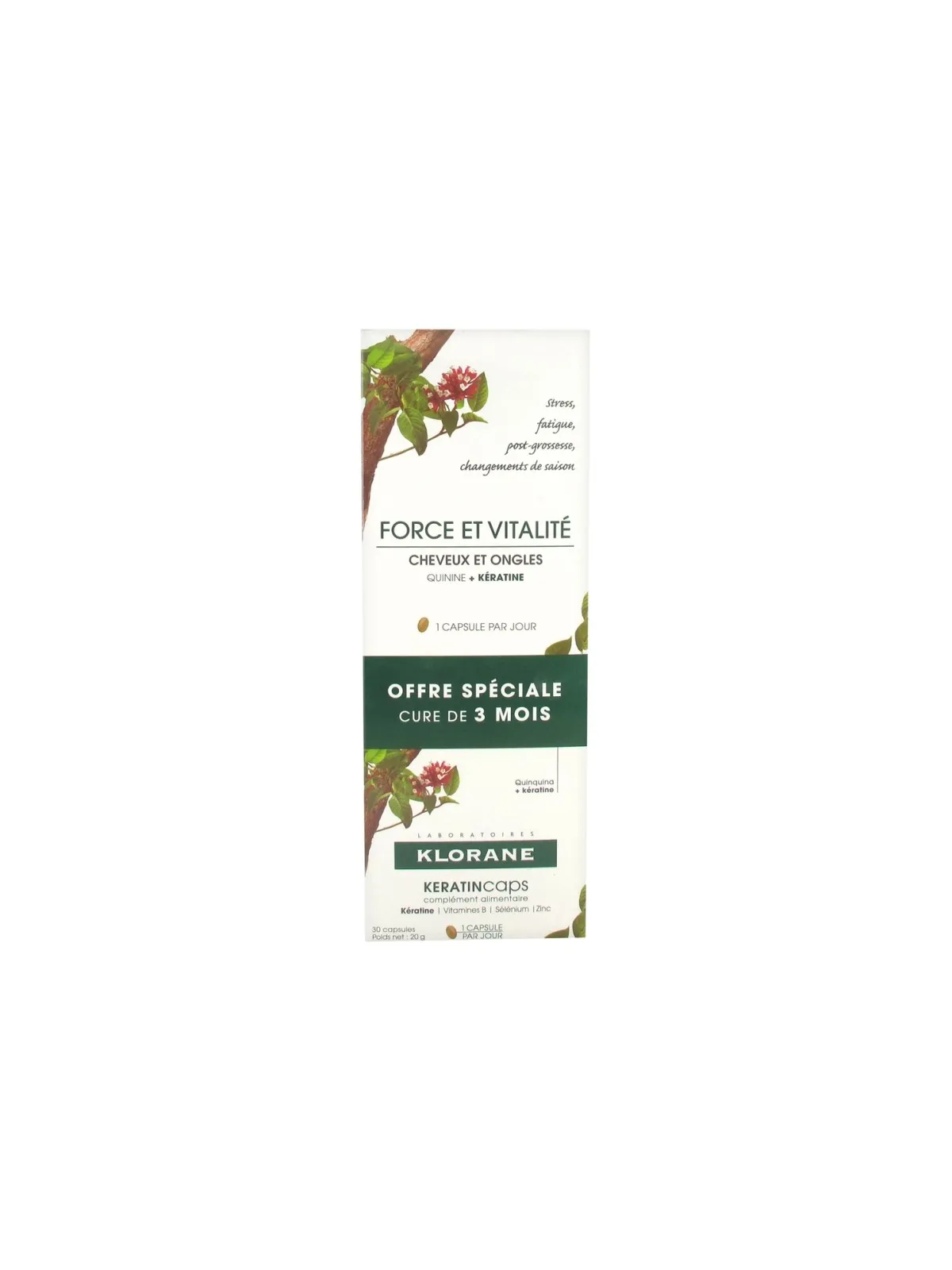 KLORANE Keratin Caps Cheveux et Ongles Capsules boite de 3x30