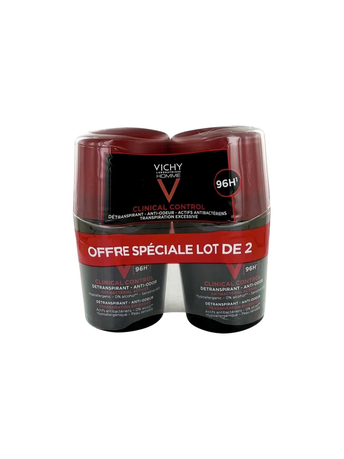 VICHY Homme Clinical Control Déodorant Détranspirant Anti-Odeur 96H 2X50ML
