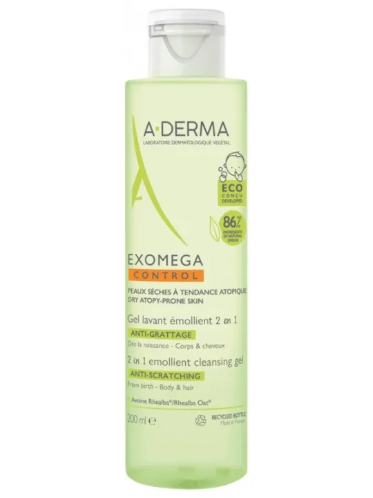 A-DERMA Exomega Control Gel Lavant Émollient 2en1 Anti-Grattage 200 ml