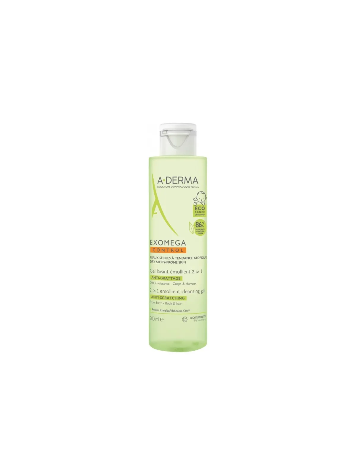A-DERMA Exomega Control Gel Lavant Émollient 2en1 Anti-Grattage 200 ml