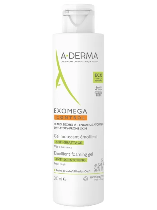 A-DERMA Exomega Control Gel Moussant Émollient Anti-Grattage 200 ml