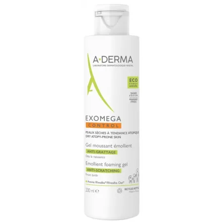 A-DERMA Exomega Control Gel Moussant Émollient Anti-Grattage 200 ml