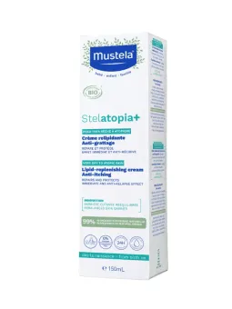 MUSTELA Bébé Stelatopia + - Crème Relipidante Anti-Grattage Bio - Peau très sèche à Atopique, 150ml