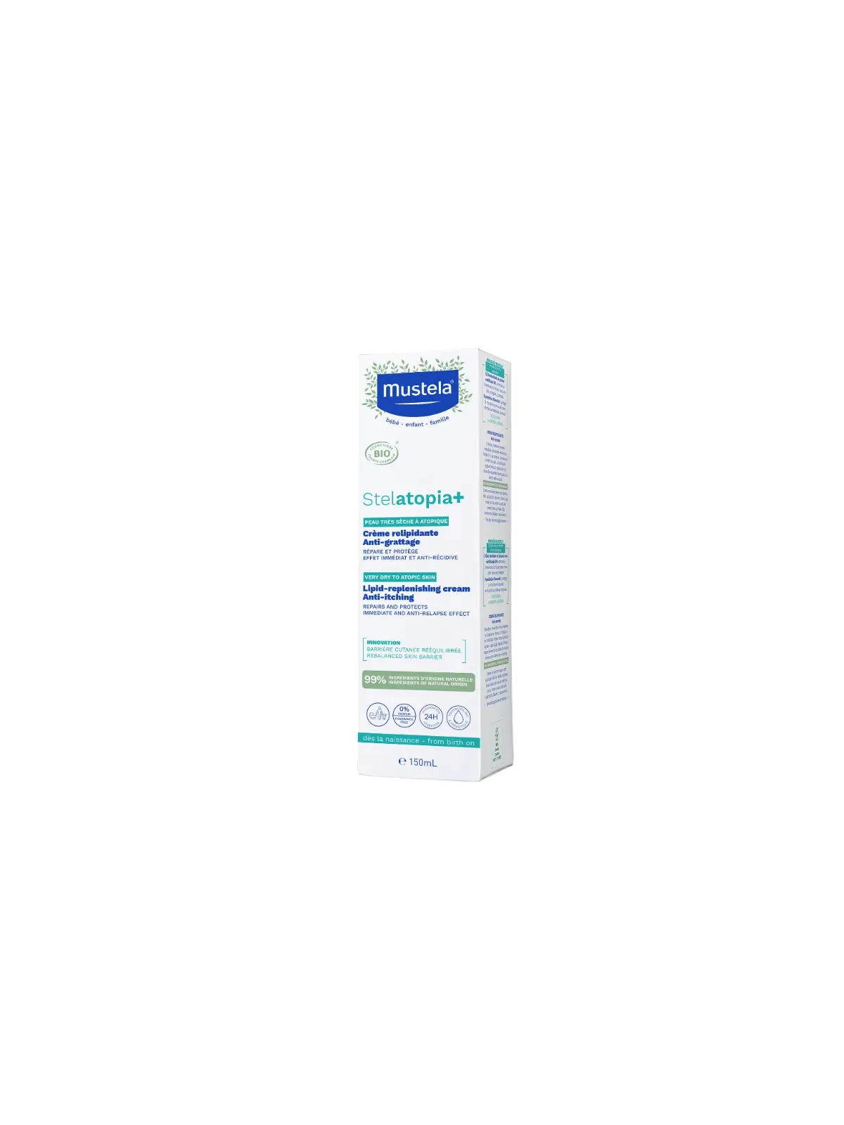 MUSTELA Bébé Stelatopia + - Crème Relipidante Anti-Grattage Bio - Peau très sèche à Atopique, 150ml