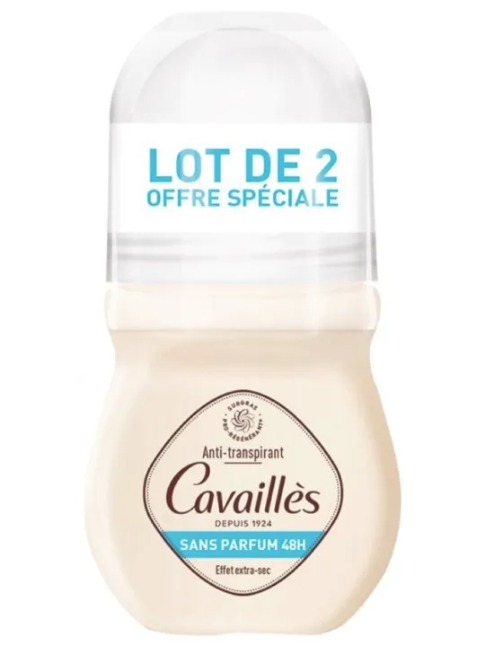 ROGE CAVAILLES Absorb+ 48H Déodorant Sans Parfum Roll-On Lot de 2 x 50 ml