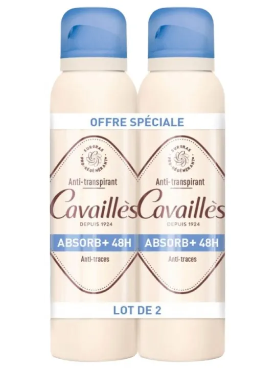 ROGE CAVAILLES Absorb+ 48H Déodorant Anti-Traces Spray Lot de 2 x 150 ml