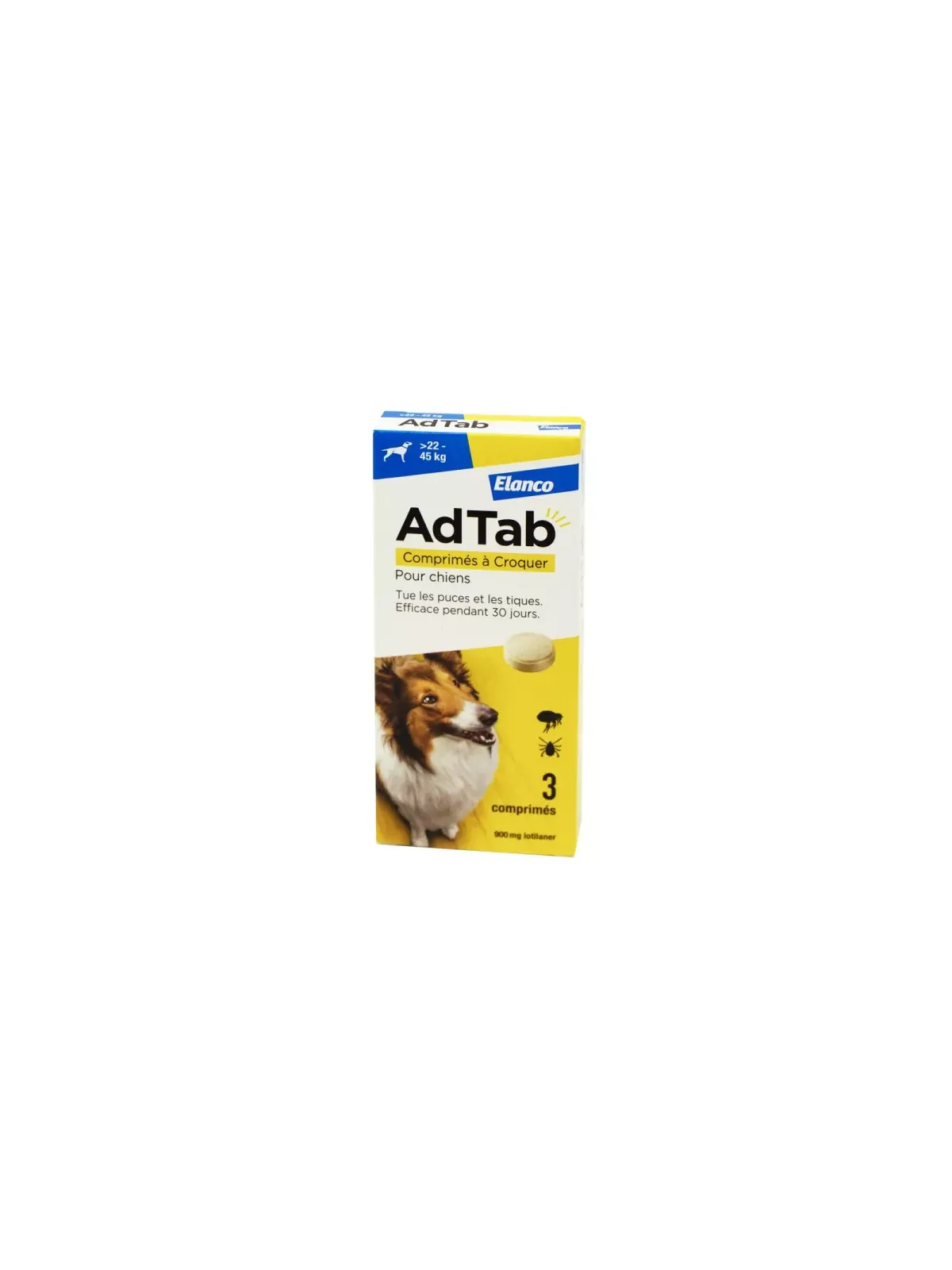 ADTAB Antiparasitaire Interne Chien de +22 à 45kg Comprimés à Croquer boite de 3