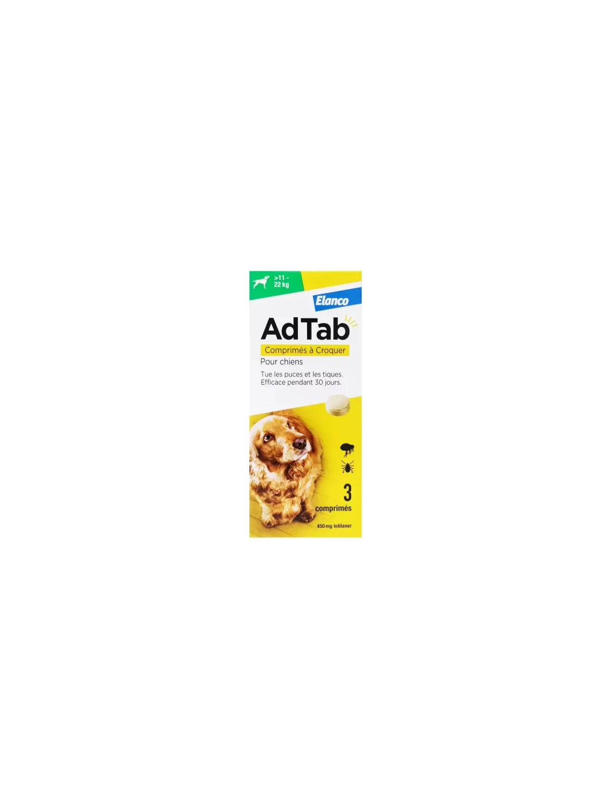 ADTAB Antiparasitaire Interne Chien de +11 à 22kg 3 Comprimés à Croquer