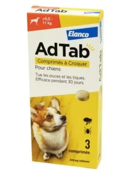 ADTAB Antiparasitaire Interne Chien de +5.5 à 11kg  Comprimés à Croquer boite de 3