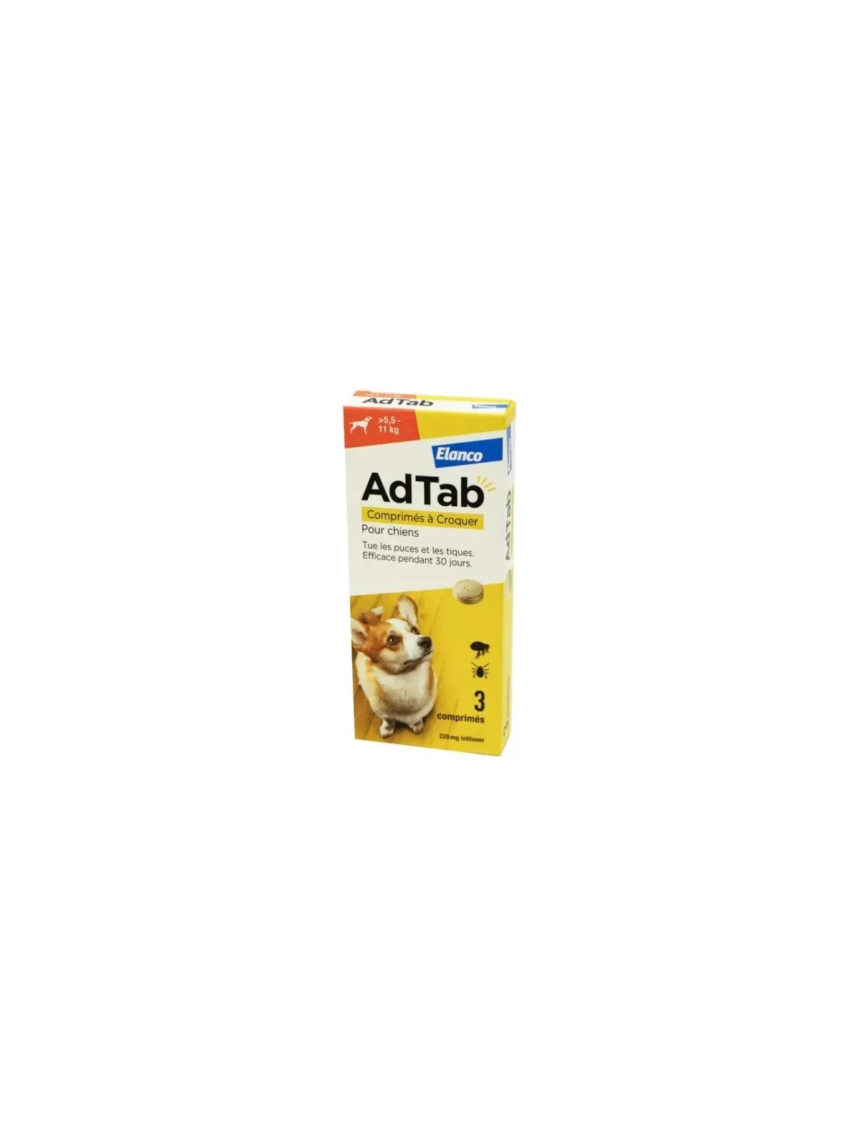 ADTAB Antiparasitaire Interne Chien de +5.5 à 11kg  Comprimés à Croquer boite de 3