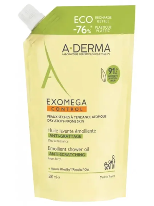 A-DERMA Exomega Control Huile Lavante Émolliente Anti-Grattage Recharge 500ML