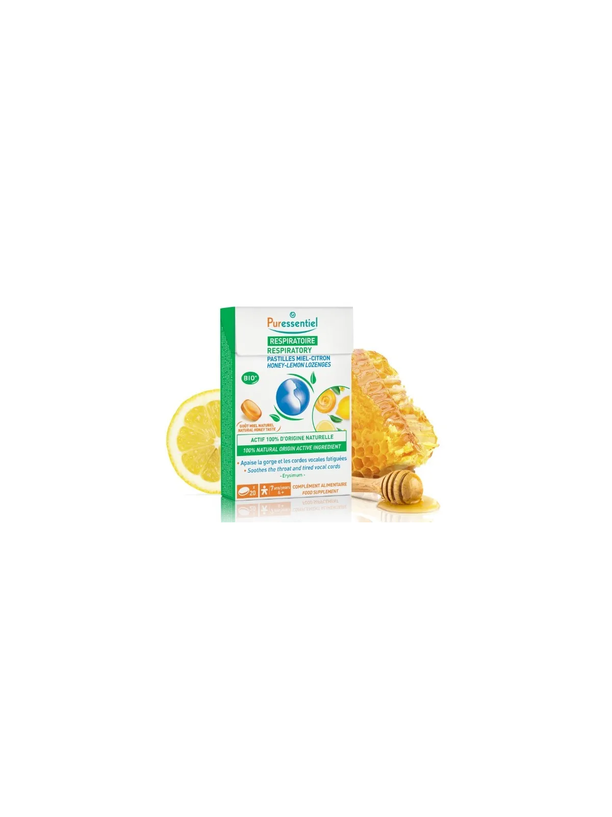 PURESSENTIEL Pastilles Respiratoire Gorge Miel-Citron 20 pastilles