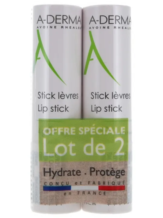 A-DERMA Stick Lèvres Lot de 2 x 4 g