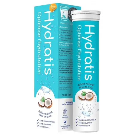 HYDRATIS Solution d'Hydratation 20 Pastilles Effervescentes Arôme : Noix de Coco