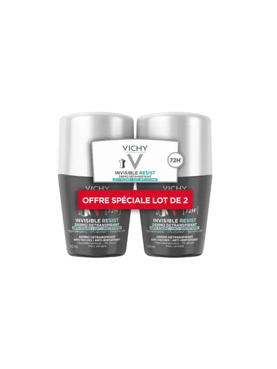 VICHY Homme Invisible Resist Dermo Détranspirant Anti Irritations 72h 2x50ml