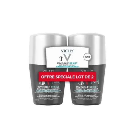 VICHY Homme Invisible Resist Dermo Détranspirant Anti Irritations 72h 2x50ml