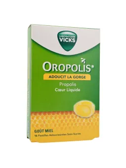 OROPOLIS Pastilles Cœur Liquide Gout Miel Boite de 16