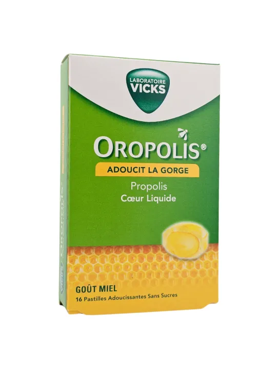OROPOLIS Pastilles Cœur Liquide Gout Miel Boite de 16