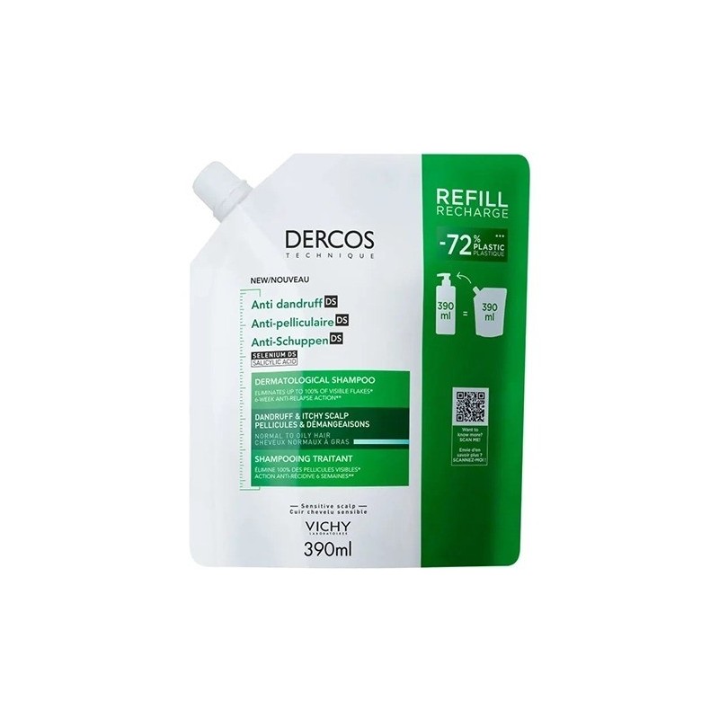Vichy Dercos Shampooing Anti-pel Gras Recharge 400 ml