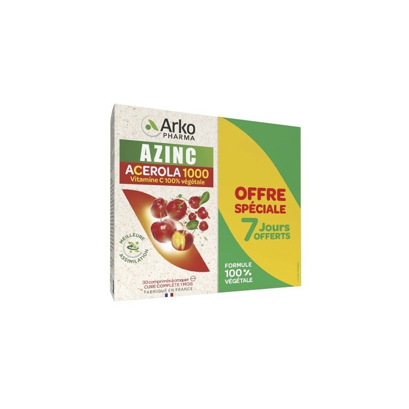 Arkopharma Azinc Acérola 1000 lot de 2 x30 Comprimés à Croquer