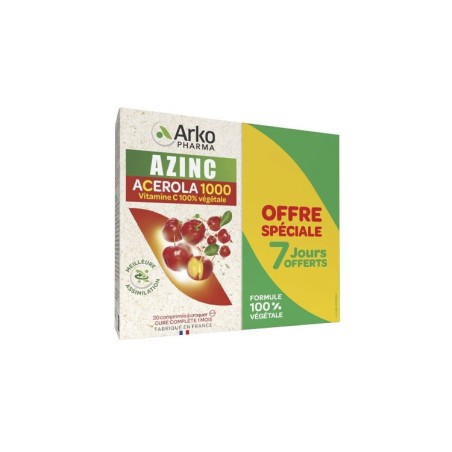Arkopharma Azinc Acérola 1000 lot de 2 x30 Comprimés à Croquer