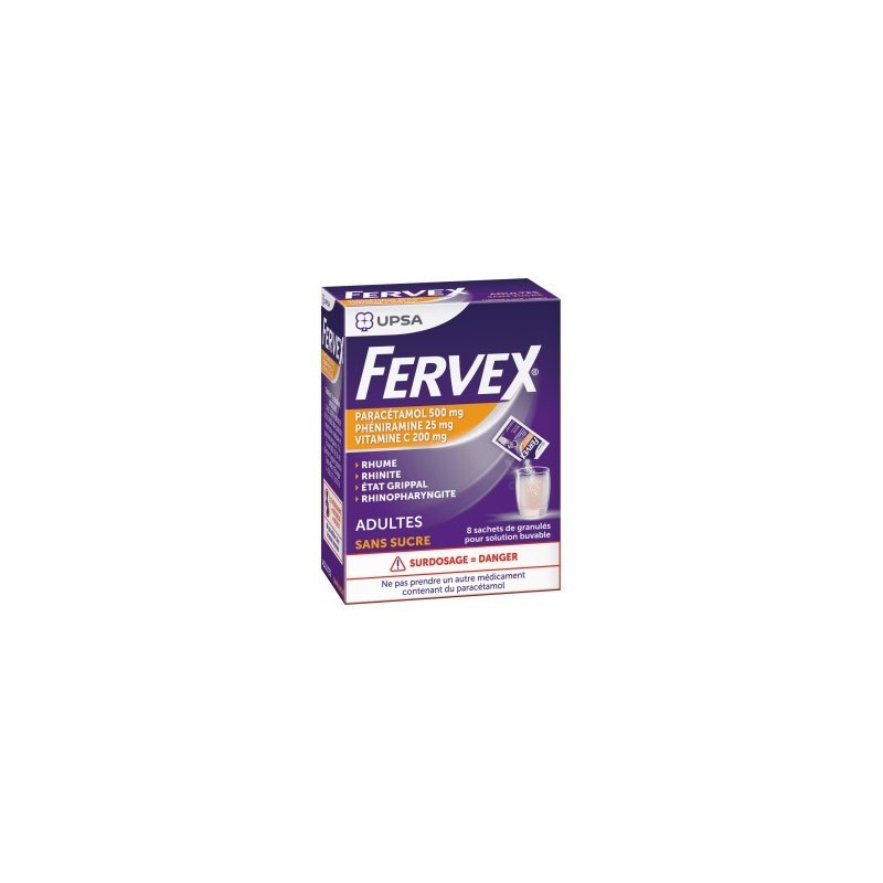 FERVEX ADULTES SANS SUCRE, granulés pour solution buvable en sachet - 8 sachet(s)