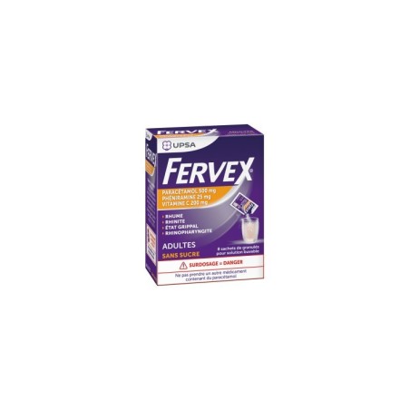 FERVEX ADULTES SANS SUCRE, granulés pour solution buvable en sachet - 8 sachet(s)