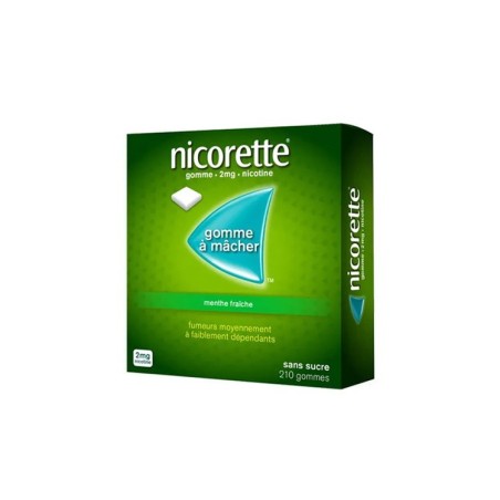 NICORETTE MENTHE FRAICHE 2 mg SANS SUCRE, gomme à mâcher médicamenteuse édulcorée au xylitol et à l'acésulfame potassique -…